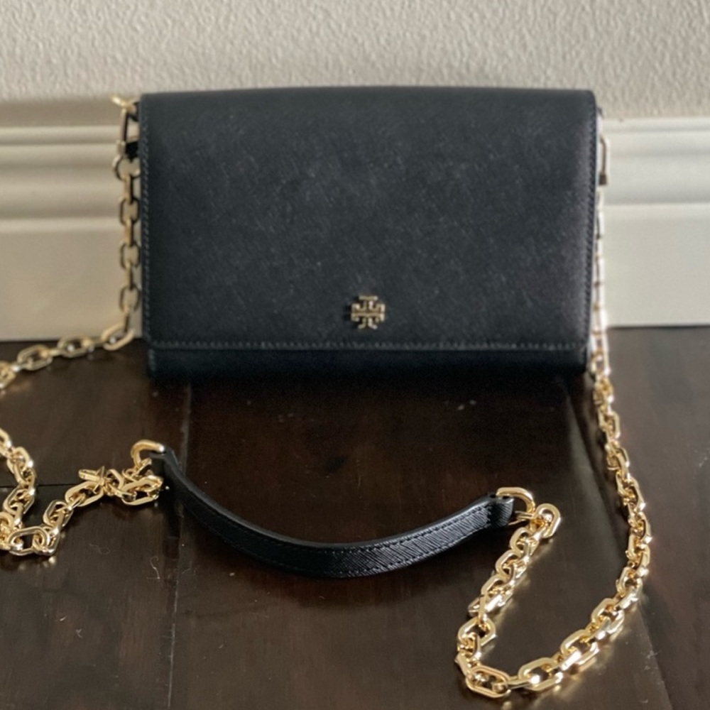Tory Burch Black Emerson Chain Wallet Crossbody